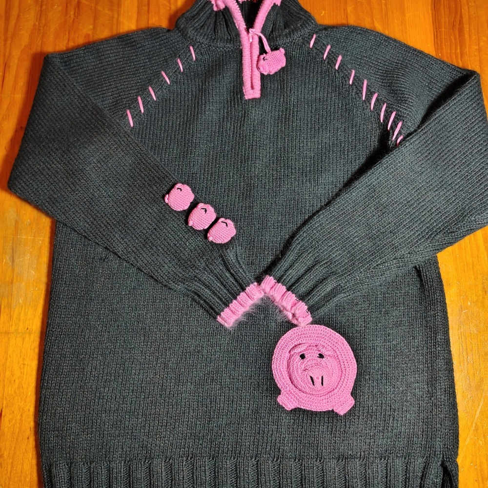 Women's Black and Pink Sweater